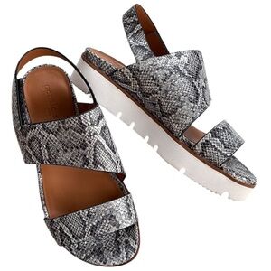 NEW Gentle Souls Leather Lavern Sandals Pewter Snake Snakeskin Size 8